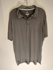 Adidas Short Sleeve Golf Polo Size Large Gray Striped - Picture 1 of 3
