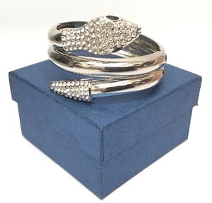 Silver Rhinestone Snake Wrap Cuff Bracelet Black Eyes JTV - Picture 1 of 4