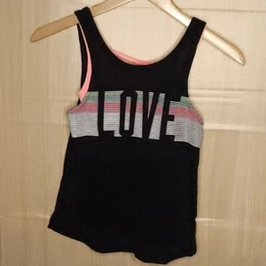 Xersion Girls Black Pink Love Athletic Tank Top 10-12 - Picture 1 of 4