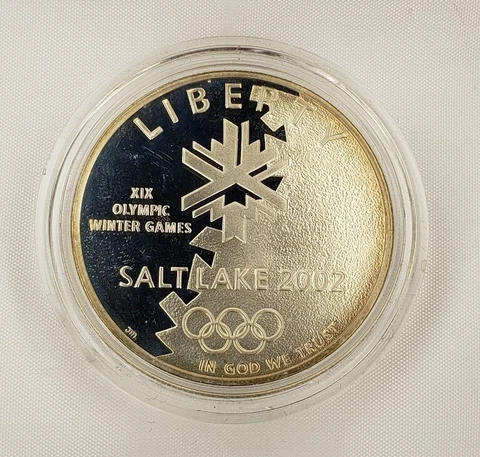 2002 P $1 Salt Lake City Olympics Commemorative Silver Dollar - PF - STOCK Cover