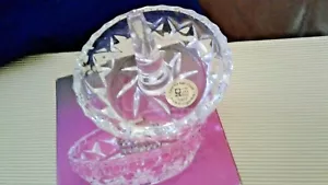 Handgeschliffen Kristall Ring Halter Schmuck Schale. 24% Blei. Zajecar Jugoslawien. NEU 3" - Bild 1 von 4