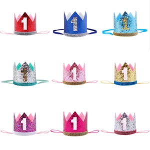Children Baby First 1st Birthday Party Crown Prince Headband Hat Photo Prop - Picture 1 of 24