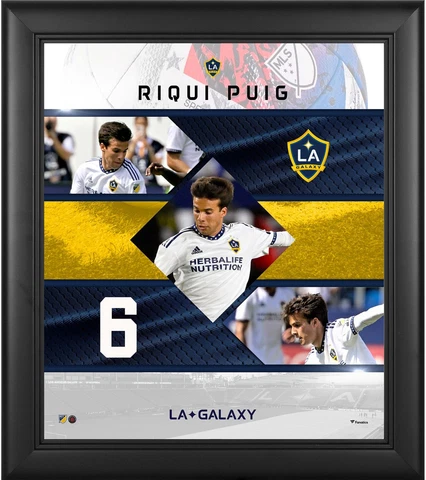 Riqui Puig LA Galaxy Framed 15'' x 17'' Stitched Stars Collage Cover