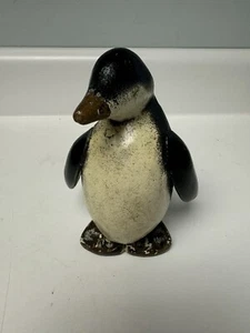 Antica statuina pinguino in legno intagliato e dipinto a mano anni 20 - Foto 1 di 12