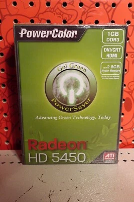 NEW ATI Radeon Power Color HD 5450 1 GB DDR3 DVI/CRT HDMI Graphics Card adapter - Image 1 of 4