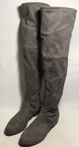 Unisa Unadivan Over The Knee Boots Women’s 9M Suede Gray Block Heel Pull On - Picture 1 of 11