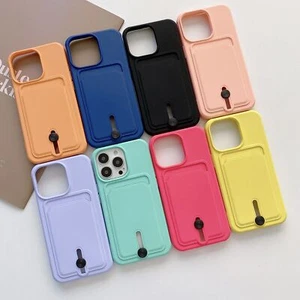 For iPhone 13 Pro Max/13 Pro/13 mini Rubber Silicone Shockproof Card Case Cover - Picture 1 of 17