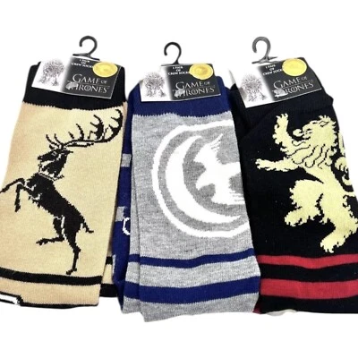 Juego de Tronos Hombre’s Crew Calcetines High As Honor Hear Me Roar 3 Pares Nuevos con Etiquetas Foto 1 de 4
