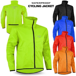 Mens Cycling Jacket High Visibility Waterproof Running Top Rain Coat M to 2XL - Picture 1 of 6