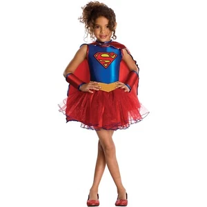 Girls Superhero Costume WITH CAPE, Size S (4-6), (SUPERGIRL), BRAND NEW - Picture 1 of 6