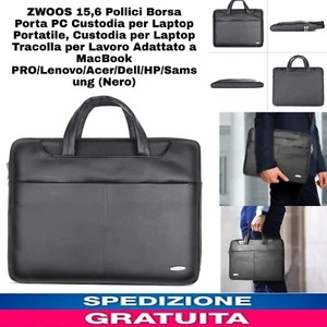 15,6" Borsa Porta PC Custodia x Laptop Borsa x Computer Portatile Notebook Nera - Foto 1 di 21