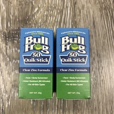 (2) Bull Frog 50 SPF Quick Stick(s) Fórmula de zinc transparente 80 minutos  Foto 1 de 4