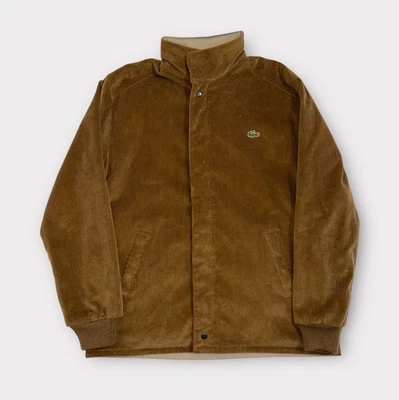 Vintage Lacoste Corduroy Jacket Mens L Brown Hooded Reversible Full Zip 80s 90s - Image 1 of 4