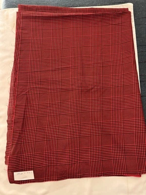 Polyester Light Weight Red/Black Houndstooth Fabric Remnant 3 2/3 yd x 44" - Image 1 of 3