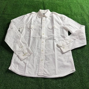 H&M Long Roll-Up Sleeve Button-Up White Classic Expedition Safari Shirt Size S - Bild 1 von 13