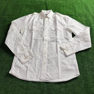 H&M Long Roll-Up Sleeve Button-Up White Classic Expedition Safari Shirt Size S - Image 1 of 4