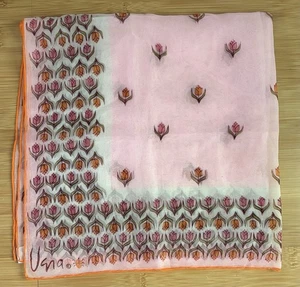 Vtg 60s Vera Neumann Verasheer Pink & Orange Tulips Floral Square Scarf 21 x 21 - Picture 1 of 5