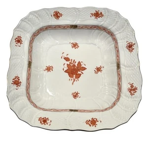 Vintage Herend Chinese Bouquet Rust AOG Square Fruit Dish or Serving Bowl 11” Sq - Picture 1 of 5