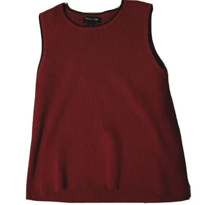 Camiseta sin mangas suéter tejido sin mangas acanalado vintage The Limited S roja negra Foto 1 de 2