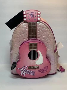Loungefly Disney Hannah Montana Miley Cyrus Pink Glitter Guitar Mini Backpack - Picture 1 of 14