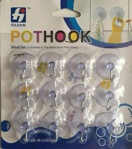 12x Clear Suction Hooks Strong Glass Window Decorations Plastic Home Sticks hook - Picture 1 of 1