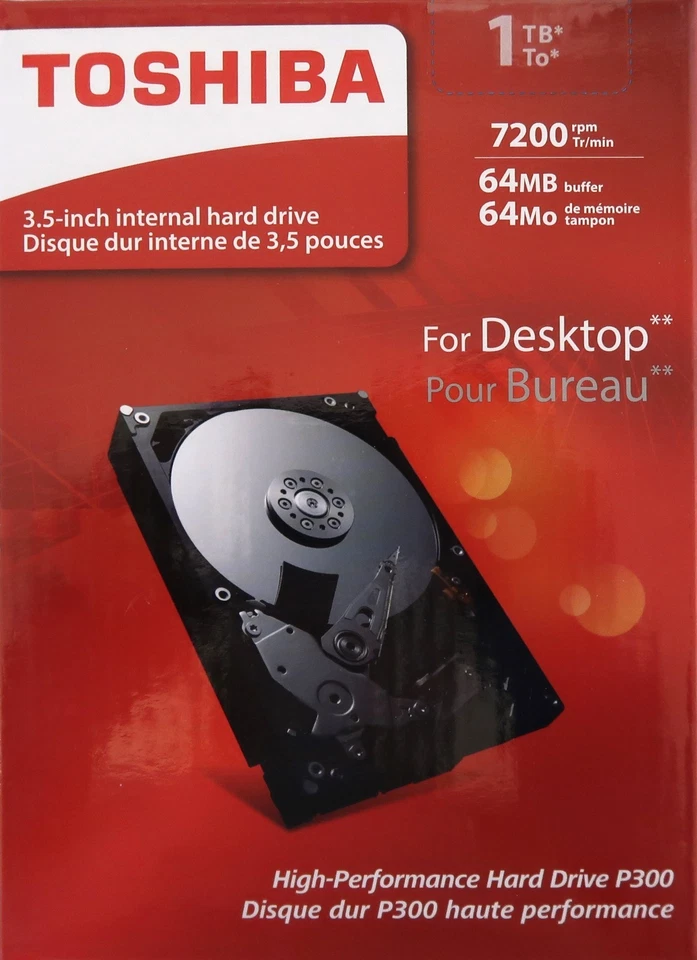 Toshiba 3.5" P300 Internal Desktop 7200rpm 64MB 6gbs 3.5" 1TB Sata HDWD110 "New" - Image 1 of 4