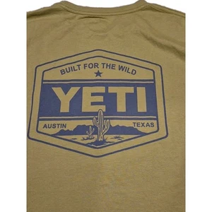 Yeti S/S Size Medium Green Graphic T-shirt Cactus Built For The Wild Austin TX - Picture 1 of 4