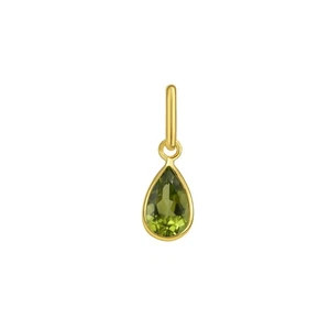 14K Yellow Gold Pear Peridot Charm Pendant - Picture 1 of 1