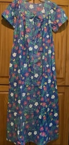 Women’s Size Small Long Duster Floral Design Poly Cotton Robe Vintage NOS - Picture 1 of 11