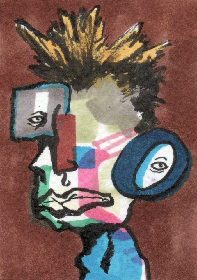 Arte Original ACEO - Autorretrato - Tarjeta de expresionismo abstracto de Kiefer Moore Foto 1 de 1