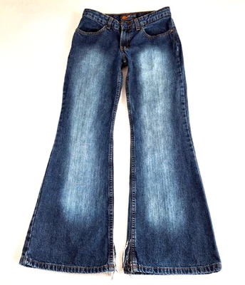 Pantalones de mezclilla para mujer Y2K Route 66 talla 3 cortos x 29" tiro bajo azul algodón Foto 1 de 4