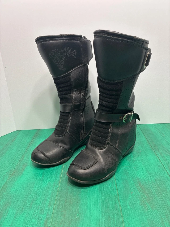 Botas femininas Joe Rocket Heartbreaker - Preto tamanho 6 - 1357-3010 - Imagem 1 de 4