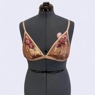 Victoria’s Secret Bralette Bling Oro Rosa Pequeño Cierre Frontal Bailarina Festival Foto 1 de 4