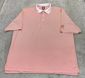 FootJoy Golf Polo Shirt Short Sleeve Men's 2XL Orange White Striped 6670 - Picture 1 of 9
