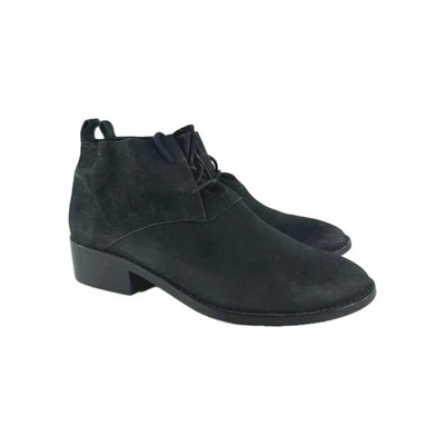 Eileen Fisher Rey Tumbled Nubuck Leather Bootie US 9.5 Black Lace-Up Chukka Boot - Image 1 of 4