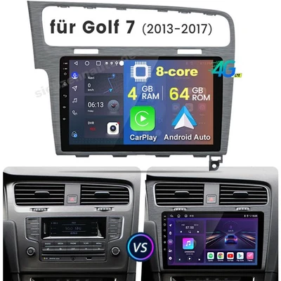 Autoradio 8-Kern 4+64GB Android Carplay GPS 4G BT Für VW Golf VII MK7 2013-2017 - Bild 1 von 4