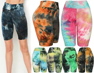 Super Soft Tie Dye Colorful Biker Shorts - Yoga, Biking, Running Bermuda Shorts - Picture 1 of 9