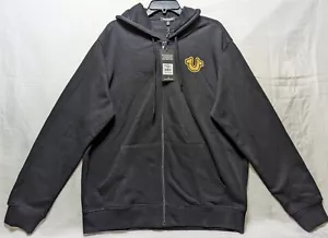 True Religion Men's Size XL Foil Trilogy Black Full Zip Hooded Sweatshirt NEW - Picture 1 of 9