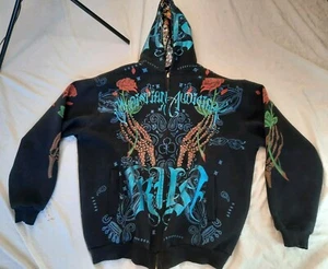 Sudadera con capucha reversible vintage con cremallera estampada Christian Audigier 2XL XXL para hombre - Imagen 1 de 18