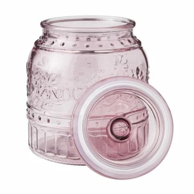 Pioneer Woman CASSIE ~ Rose Embossed Glass ~ Jar/Canister ~ Large ~ 6.25" x 8" - Image 1 of 4