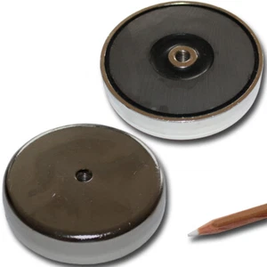 1 FLACHGREIFER TOPF MONTAGE MAGNET D80x18 mm FERRIT M8 INNENGEWINDE 55 KG - Bild 1 von 2