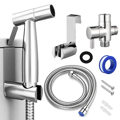 Bidet Brause mit Halter Edelstahl WC Hand Duschkopf Intim Hygiene Dusche Bad Set - Bild 1 von 4