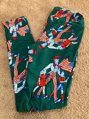 LuLaRoe Americana OS Leggings Cracker Jack Tío Sam Bandera de Estados Unidos Rayas Estrellas ¡Difícil de encontrar! Foto 1 de 2