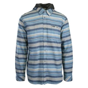 O'Neill Men's Blue Shadow Flannel Shirt Redmond Hooded Horizontal Striped (S18) - Picture 1 of 11