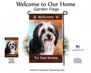 Welcome Garden Flag - Black and White Tibetan Terrier 136 - Picture 1 of 1