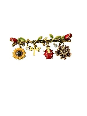 Broche prendedor dijes ST. JOHN Ladybug libélula girasol pedrería Estate Foto 1 de 4
