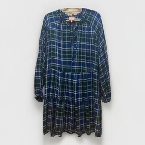 Show Me Your Mumu Ainsley Mini Abito Relax Manica Lunga Verde Blu Plaid XXL - Foto 1 di 9