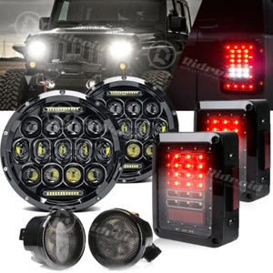 7inch LED Headlights Turn Tail Lights Kits  Combo For Jeep Wrangler JK JKU 07-17 - Picture 1 of 12
