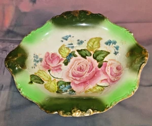🌹 Antike viktorianische Staffordshire Obstschale - handbemalte Rosen - 29 cm - Bild 1 von 11