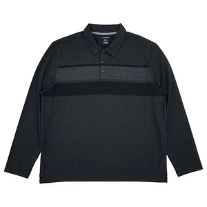 Van Heusen Mens Big & Tall Black Regular Fit Long Sleeve Polo Shirt - Picture 1 of 2